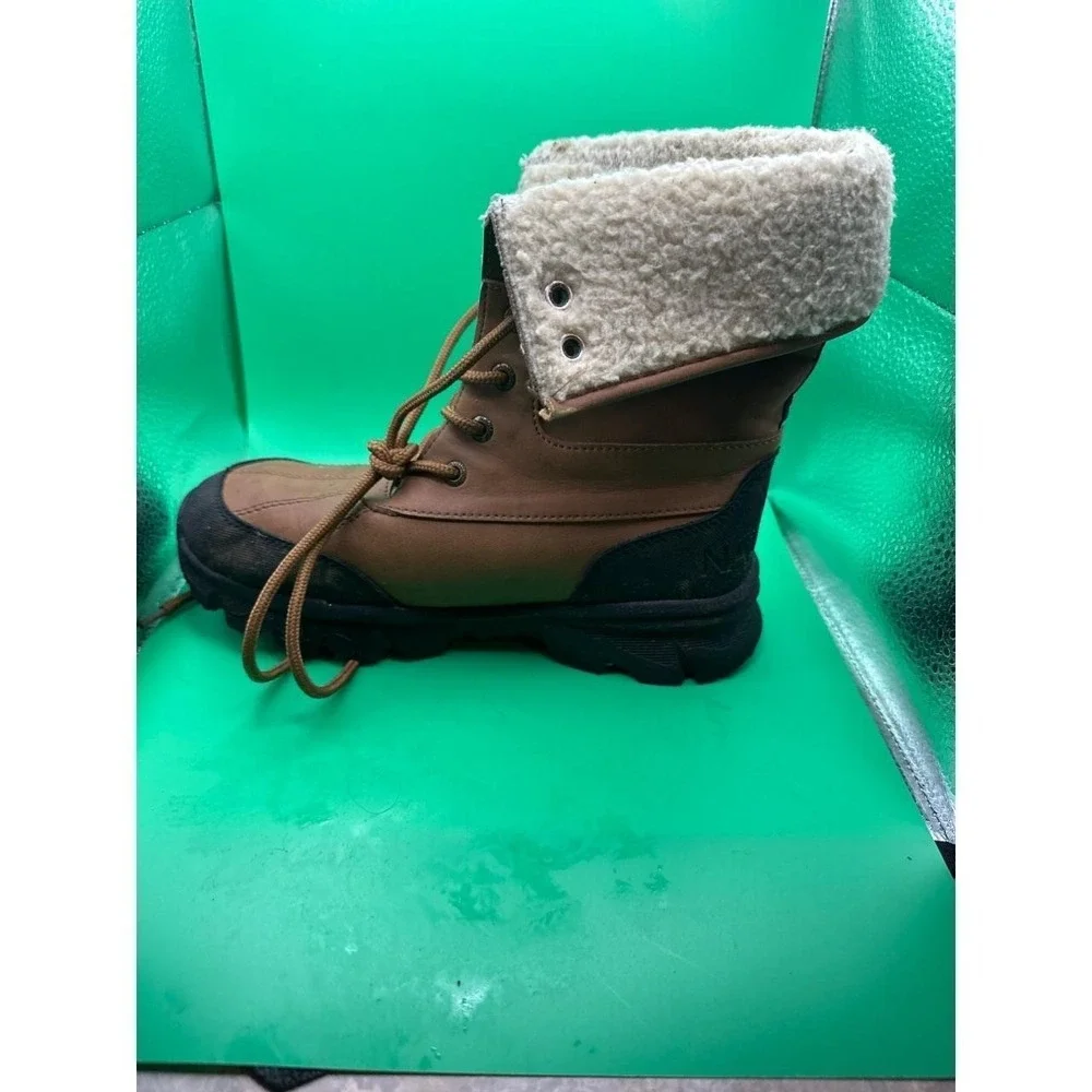 Nautica Indus Brown Shearling Lined Duck Boots Women US 4 Lace Up Winter Boots